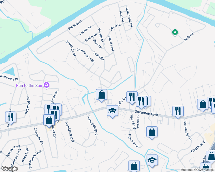 map of restaurants, bars, coffee shops, grocery stores, and more near 614 Geddings Drive in Myrtle Beach
