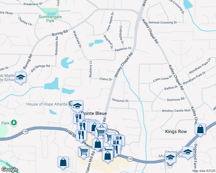map of restaurants, bars, coffee shops, grocery stores, and more near 3957 Artist View in Decatur