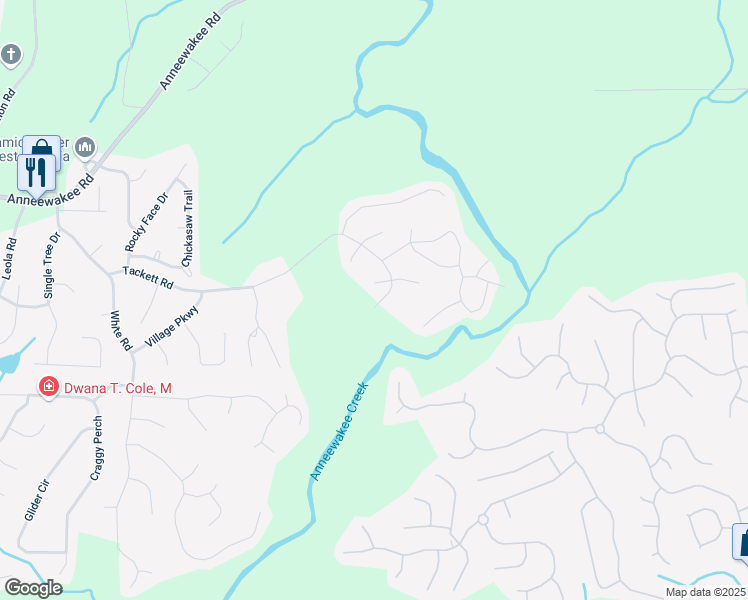 map of restaurants, bars, coffee shops, grocery stores, and more near 3205 Tackett Road in Douglasville