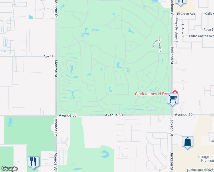 map of restaurants, bars, coffee shops, grocery stores, and more near 49504 Douglas Street in Indio