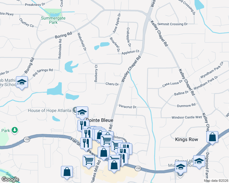 map of restaurants, bars, coffee shops, grocery stores, and more near 3957 Artist View in Decatur
