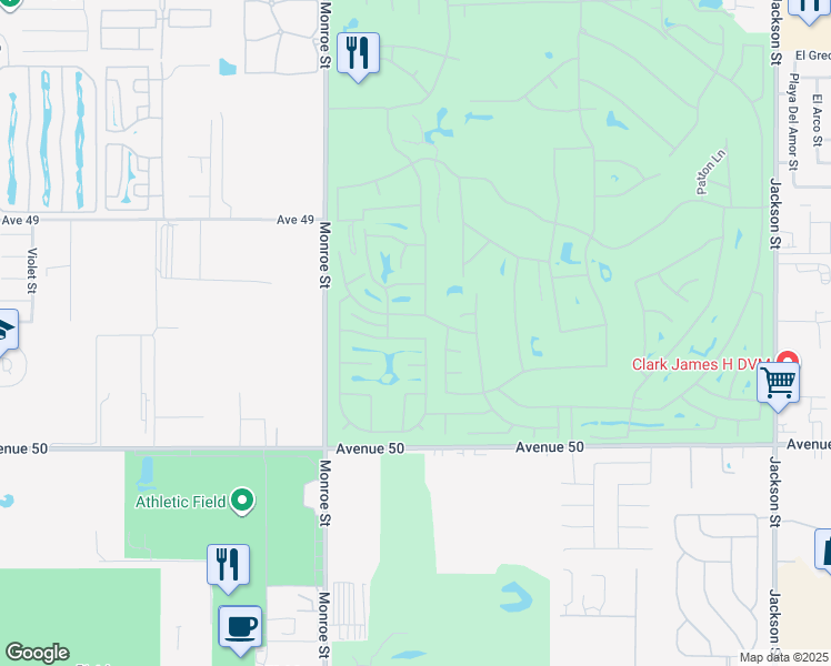 map of restaurants, bars, coffee shops, grocery stores, and more near 82300 Travolta Avenue in Indio
