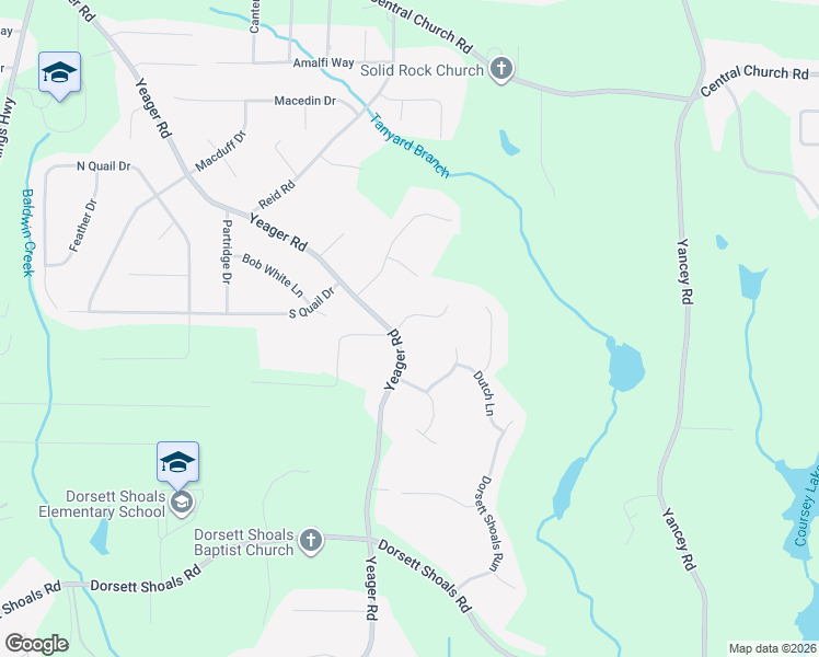 map of restaurants, bars, coffee shops, grocery stores, and more near 4236 Yeager Road in Douglasville