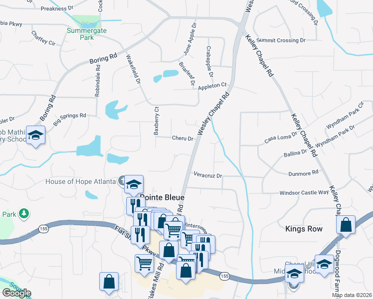 map of restaurants, bars, coffee shops, grocery stores, and more near 3957 Artist View in Decatur