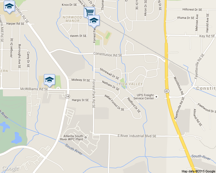 map of restaurants, bars, coffee shops, grocery stores, and more near 945 Redford Drive Southeast in Atlanta