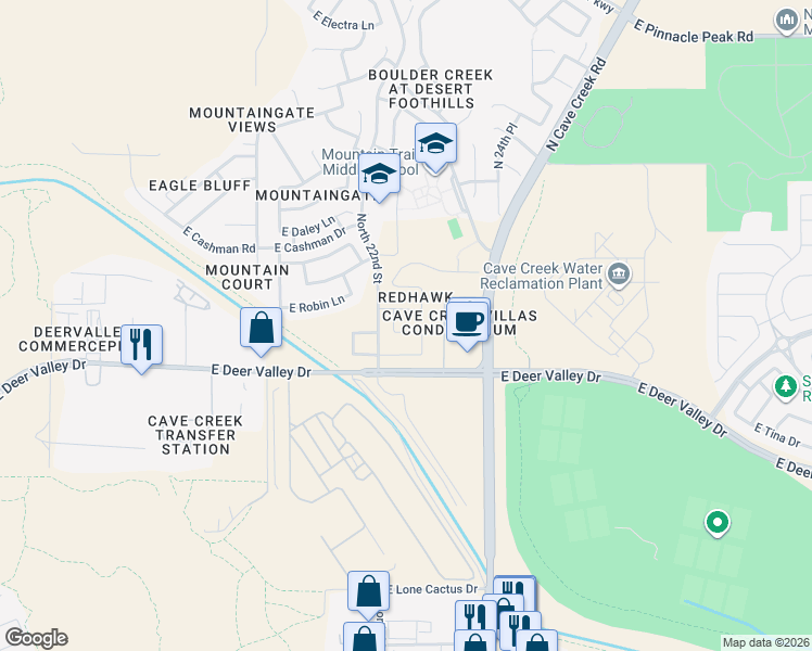map of restaurants, bars, coffee shops, grocery stores, and more near 2224 East Foothill Drive in Phoenix