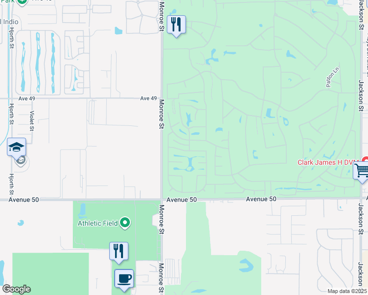 map of restaurants, bars, coffee shops, grocery stores, and more near 82153 Travolta Avenue in Indio
