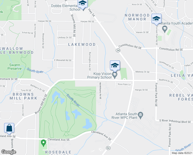 map of restaurants, bars, coffee shops, grocery stores, and more near 561 McWilliams Road in Atlanta