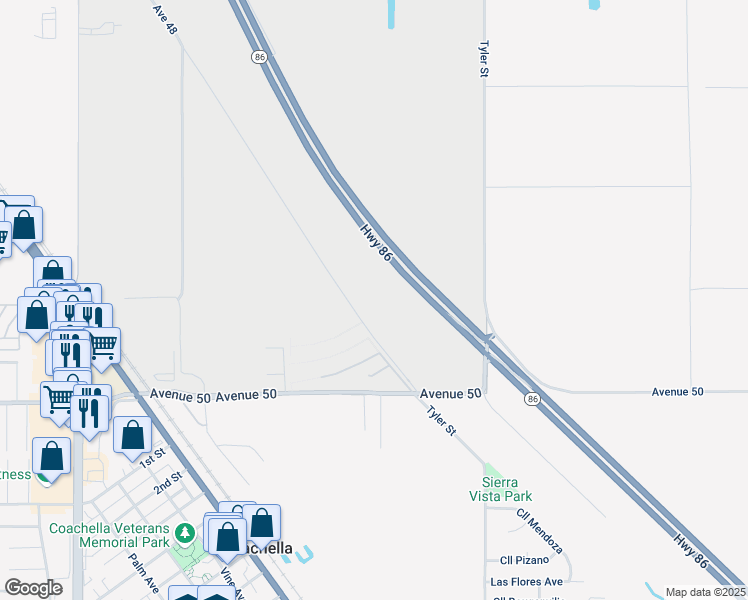 map of restaurants, bars, coffee shops, grocery stores, and more near Magnolia in Coachella