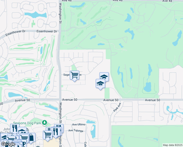 map of restaurants, bars, coffee shops, grocery stores, and more near 78805 Vía Ventana in La Quinta