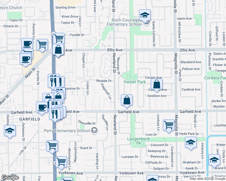 map of restaurants, bars, coffee shops, grocery stores, and more near 8441 Crimson Circle in Huntington Beach