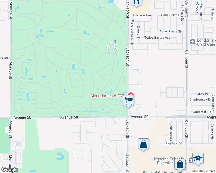 map of restaurants, bars, coffee shops, grocery stores, and more near 49544 Wayne Street in Indio
