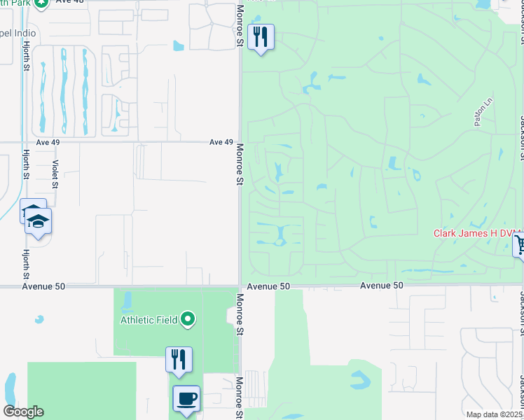 map of restaurants, bars, coffee shops, grocery stores, and more near 82098 Travolta Avenue in Indio
