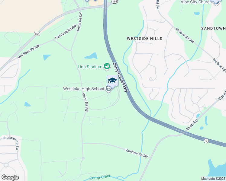 map of restaurants, bars, coffee shops, grocery stores, and more near 2400 Union Rd SW in Atlanta