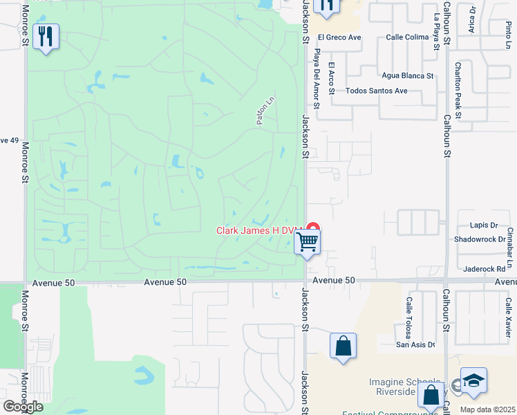 map of restaurants, bars, coffee shops, grocery stores, and more near 49544 Wayne Street in Indio