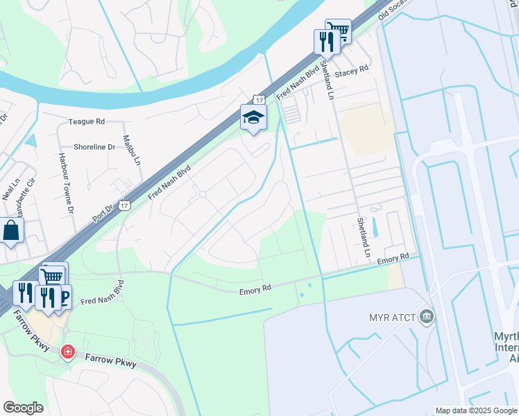 map of restaurants, bars, coffee shops, grocery stores, and more near Stellar Loop in Myrtle Beach