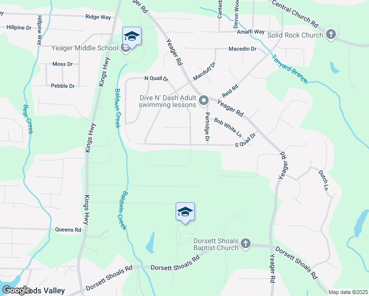 map of restaurants, bars, coffee shops, grocery stores, and more near 5845 South Quail Drive in Douglasville