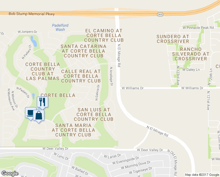 map of restaurants, bars, coffee shops, grocery stores, and more near 22530 North Arrellaga Drive in Sun City West