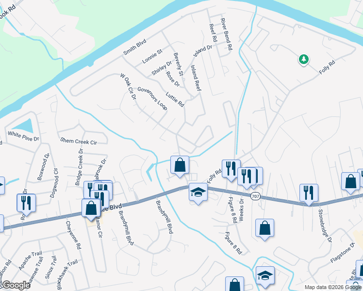 map of restaurants, bars, coffee shops, grocery stores, and more near 101 Horizon River Drive in Myrtle Beach