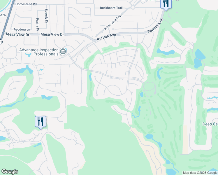 map of restaurants, bars, coffee shops, grocery stores, and more near 73412 Mariposa Drive in Palm Desert