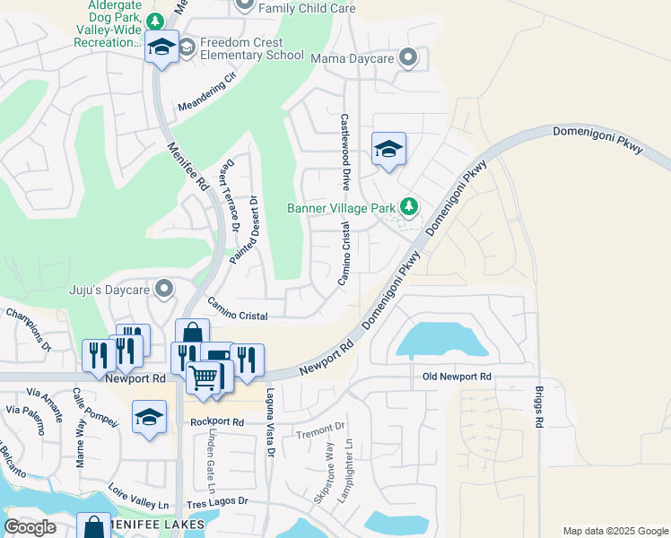 map of restaurants, bars, coffee shops, grocery stores, and more near 29784 Cheshire Court in Menifee