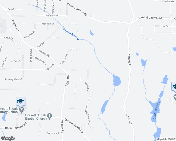 map of restaurants, bars, coffee shops, grocery stores, and more near 4281 Tanyard Creek Drive in Douglasville