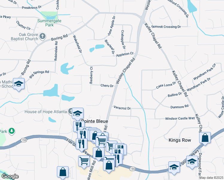 map of restaurants, bars, coffee shops, grocery stores, and more near 3930 Cheru Drive in Decatur