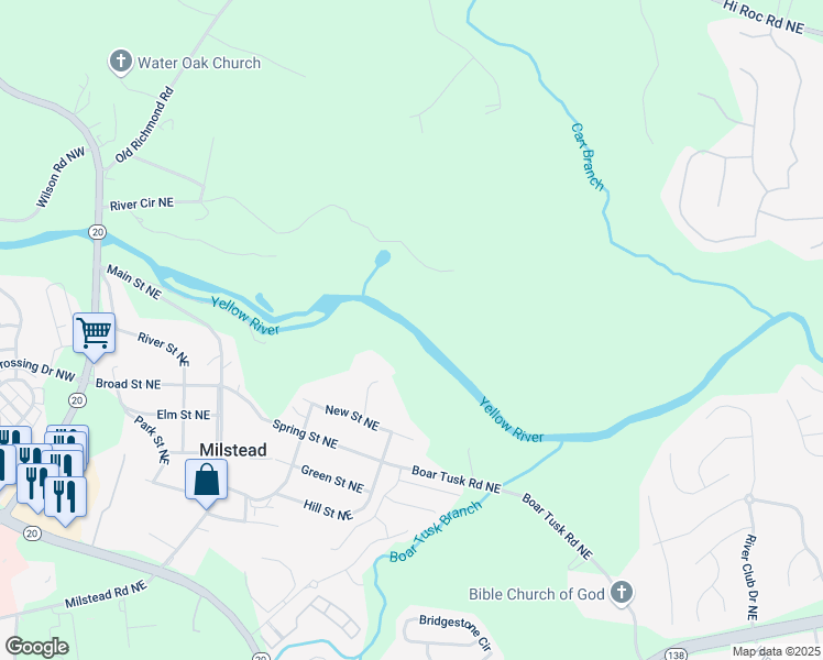 map of restaurants, bars, coffee shops, grocery stores, and more near 1822 New Street Northeast in Conyers