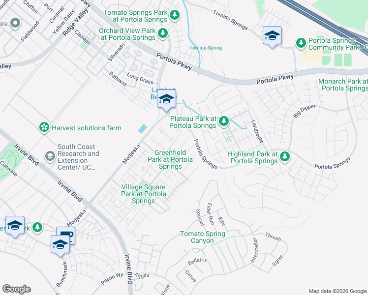 map of restaurants, bars, coffee shops, grocery stores, and more near 108 Big Oak in Irvine