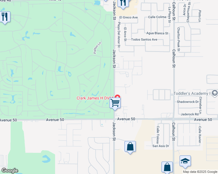 map of restaurants, bars, coffee shops, grocery stores, and more near 49465 Lewis Road in Indio