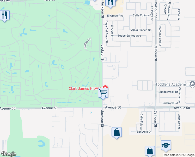 map of restaurants, bars, coffee shops, grocery stores, and more near 49465 Lewis Road in Indio