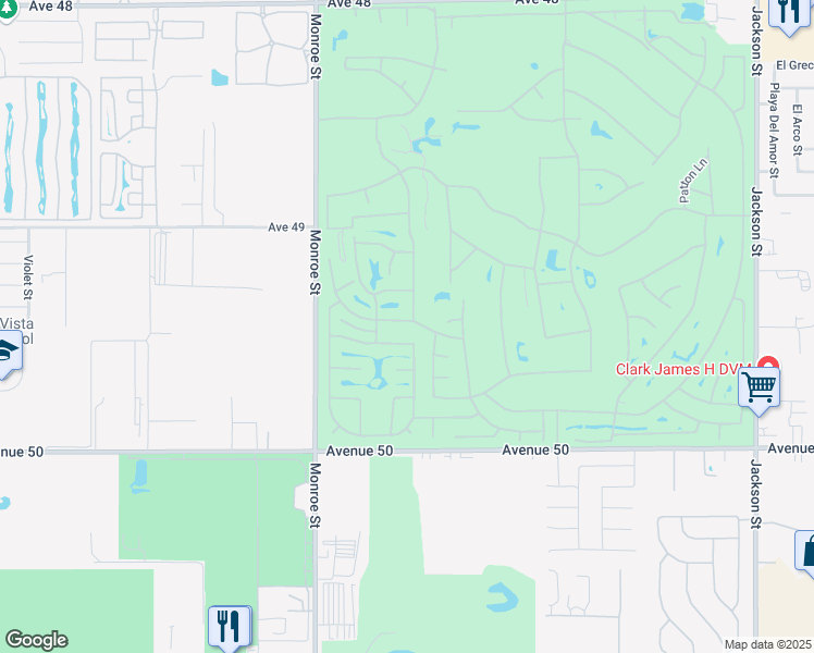 map of restaurants, bars, coffee shops, grocery stores, and more near 49383 Eisenhower Drive in Indio