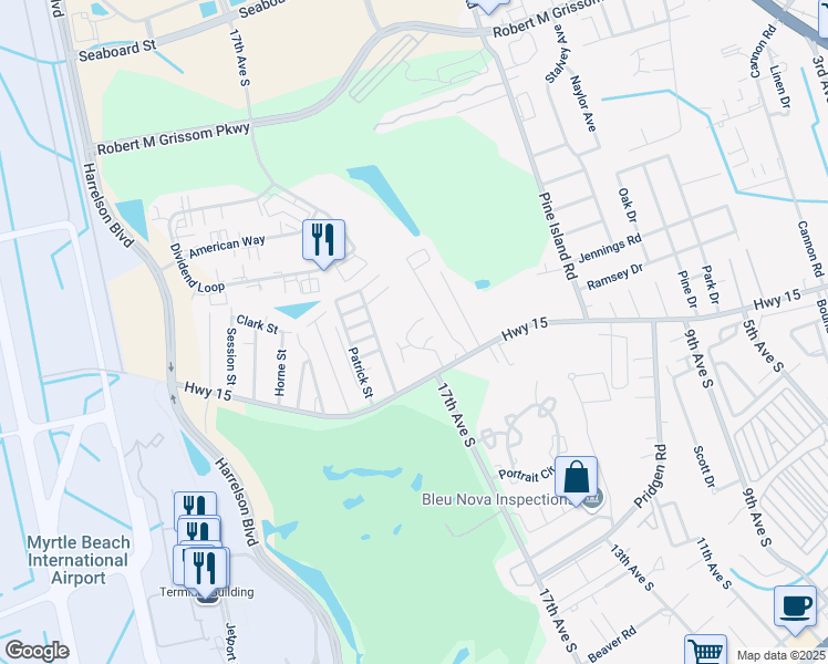 map of restaurants, bars, coffee shops, grocery stores, and more near 1210 Pinegrove Drive in Myrtle Beach