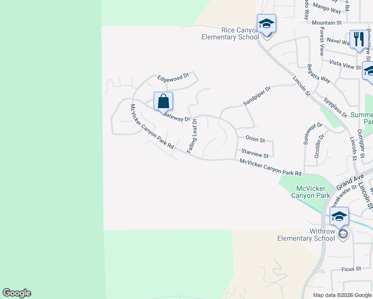 map of restaurants, bars, coffee shops, grocery stores, and more near 29439 Falling Leaf Drive in Lake Elsinore