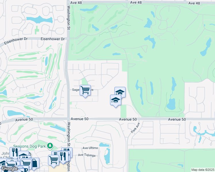 map of restaurants, bars, coffee shops, grocery stores, and more near 78825 Vía Ventana in La Quinta