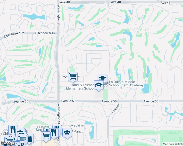 map of restaurants, bars, coffee shops, grocery stores, and more near 78825 Vía Ventana in La Quinta