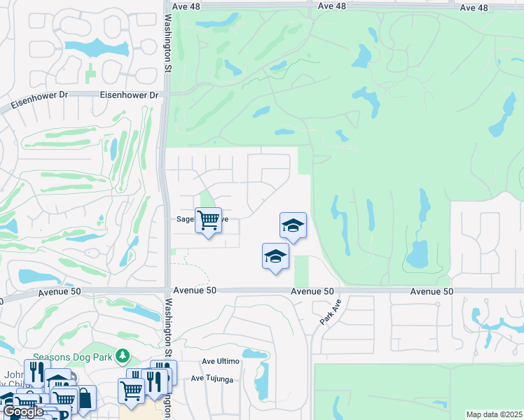 map of restaurants, bars, coffee shops, grocery stores, and more near 78825 Vía Ventana in La Quinta