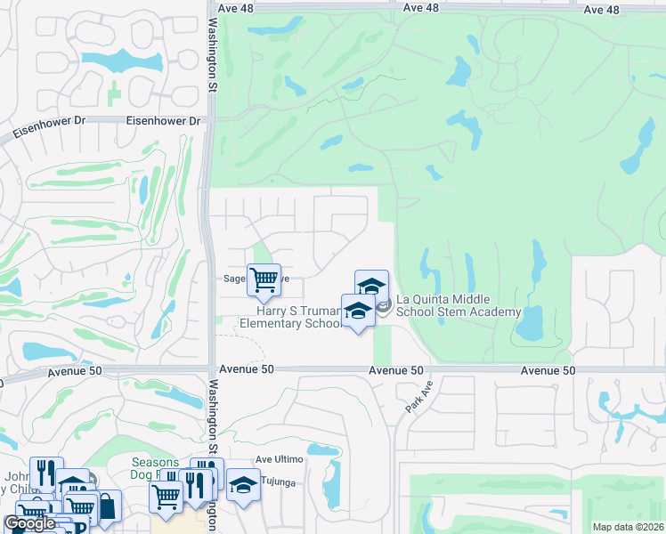 map of restaurants, bars, coffee shops, grocery stores, and more near in La Quinta