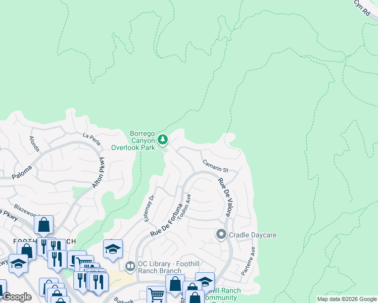 map of restaurants, bars, coffee shops, grocery stores, and more near 17 Tessera Avenue in Lake Forest