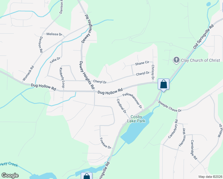 map of restaurants, bars, coffee shops, grocery stores, and more near 5787 Cheryl Drive in Pinson