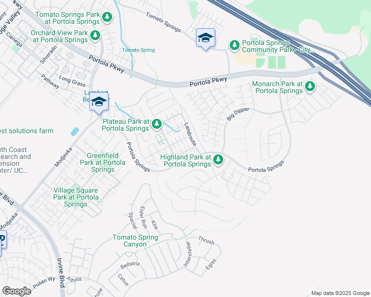 map of restaurants, bars, coffee shops, grocery stores, and more near 121 Messenger in Trabuco Canyon