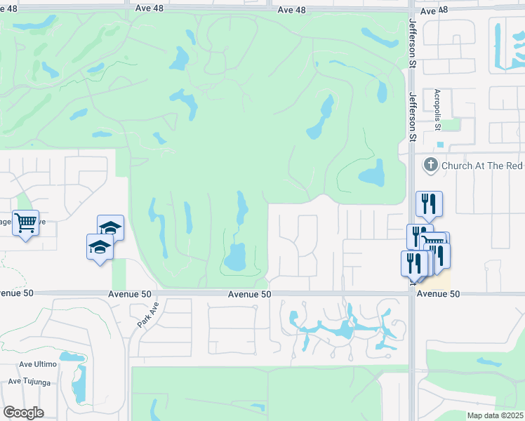 map of restaurants, bars, coffee shops, grocery stores, and more near 49361 Vista Mirasol in La Quinta