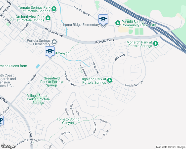 map of restaurants, bars, coffee shops, grocery stores, and more near 114 Anthology in Trabuco Canyon