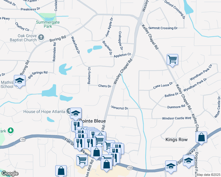 map of restaurants, bars, coffee shops, grocery stores, and more near 3355 Wesley Chapel Road in Decatur