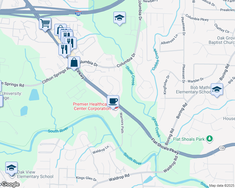 map of restaurants, bars, coffee shops, grocery stores, and more near 3255 Cedar Crest Way in Decatur