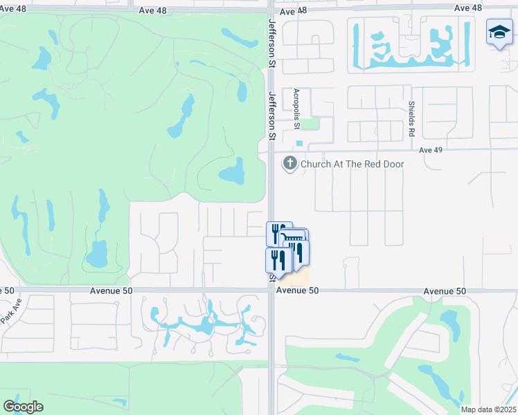 map of restaurants, bars, coffee shops, grocery stores, and more near 49405 Brian Court in La Quinta