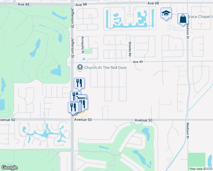 map of restaurants, bars, coffee shops, grocery stores, and more near 49412 Escalante Street in Indio