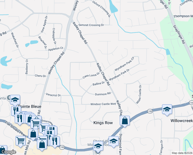 map of restaurants, bars, coffee shops, grocery stores, and more near 4145 Casa Loma Drive in Decatur