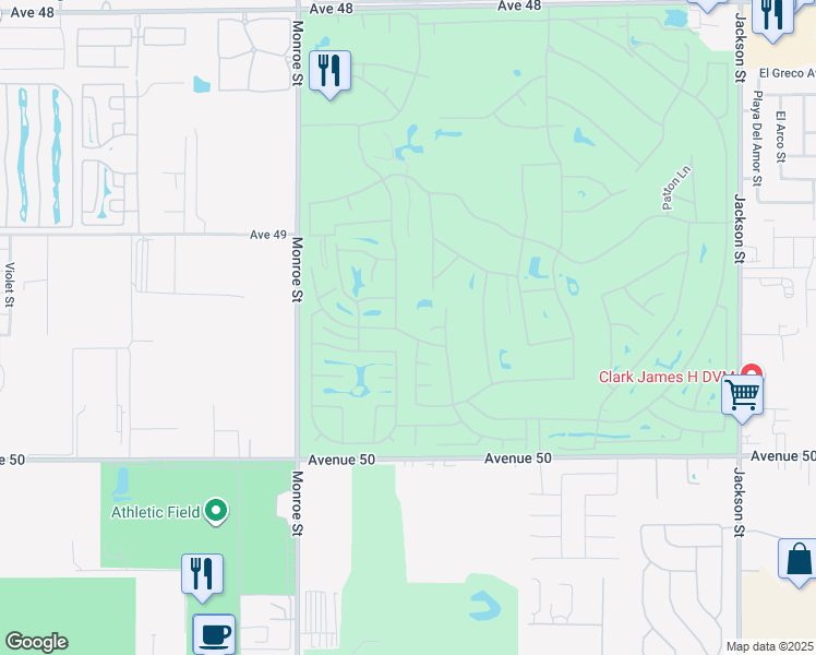 map of restaurants, bars, coffee shops, grocery stores, and more near 82276 Shirley Circle in Indio