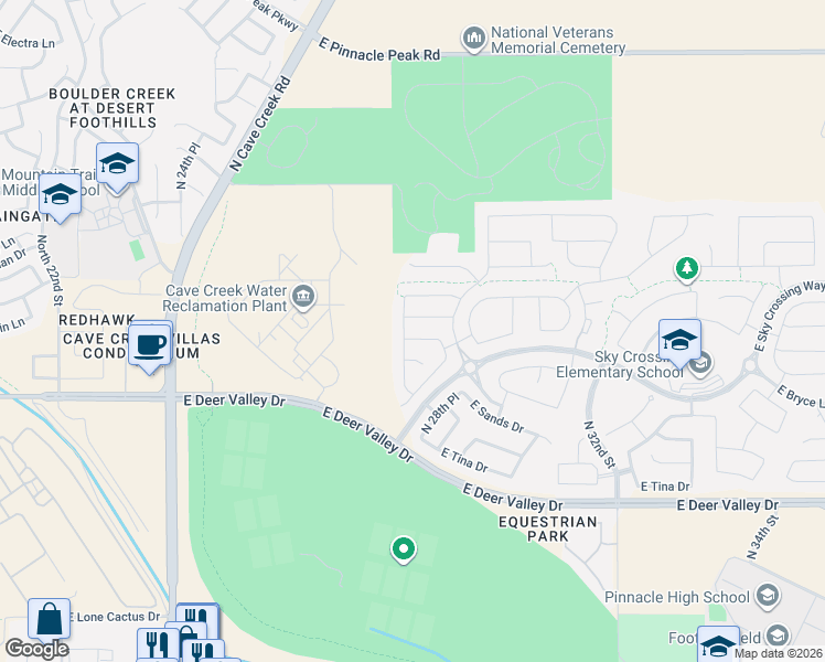 map of restaurants, bars, coffee shops, grocery stores, and more near 2829 East Pike Street in Phoenix